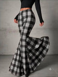 Plaid Black And White Super Flared Pants UK-12/14