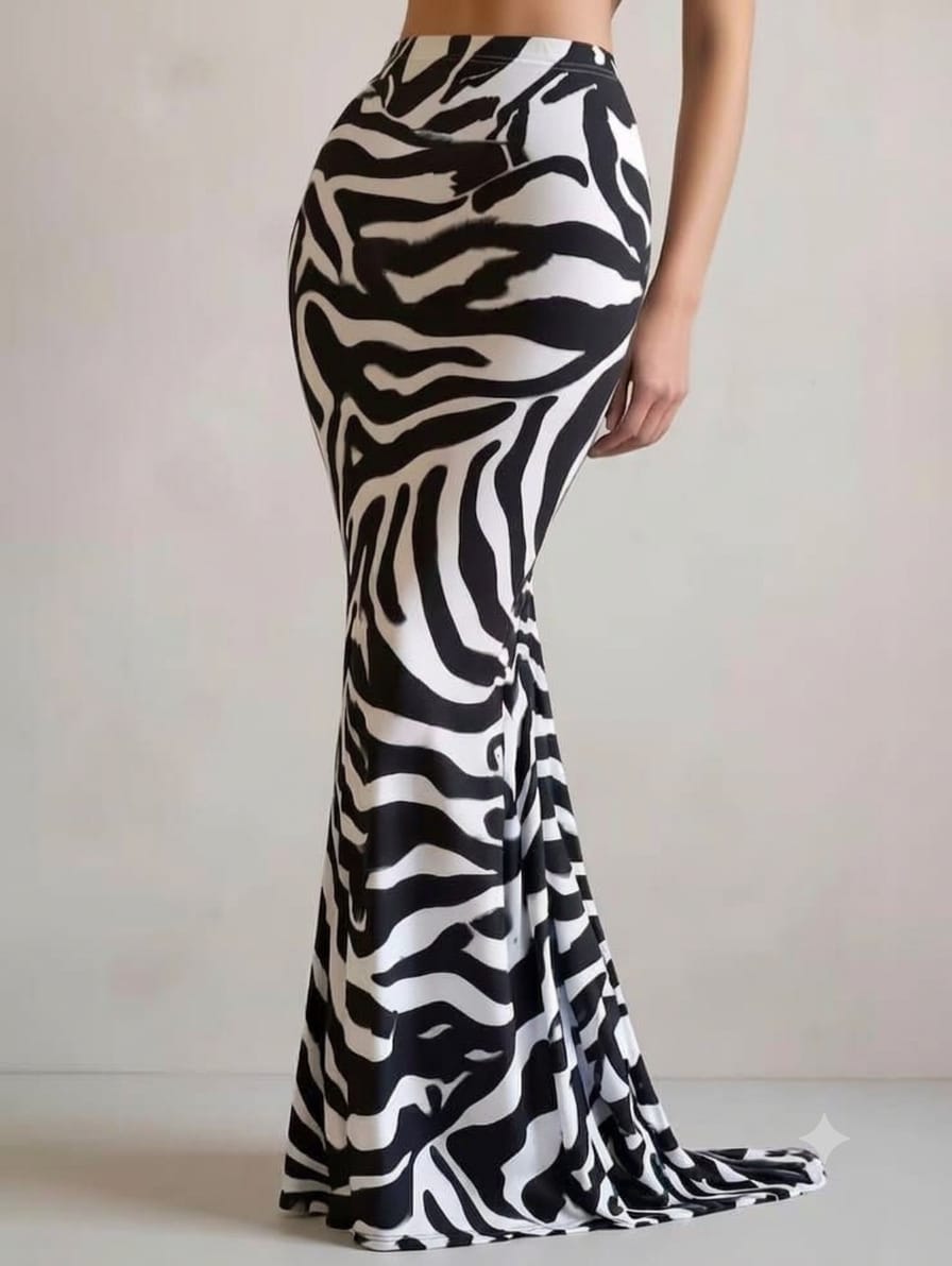 Zebra Print Maxi Skirt UK-16
