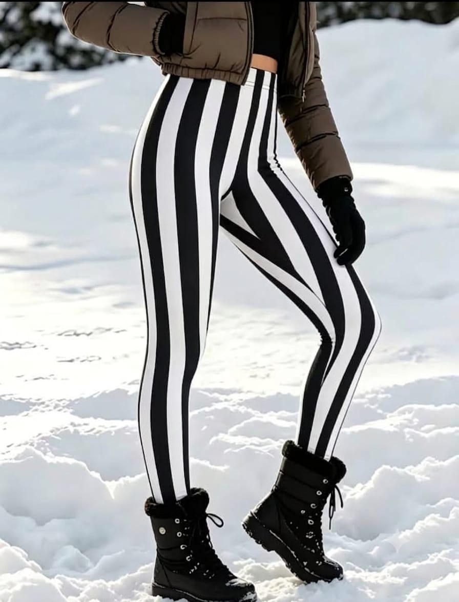 Striped Velvet Leggings UK-12/14