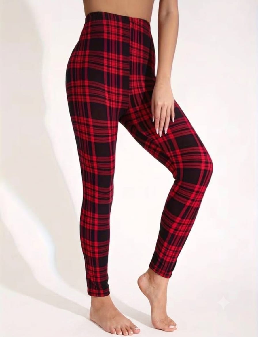 Plaid Red  Leggings UK-16
