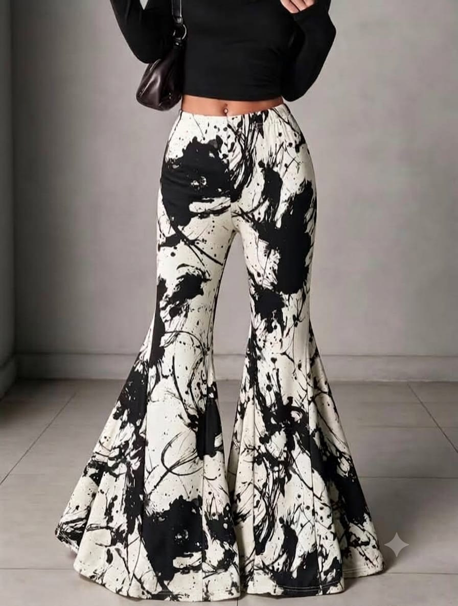 Black And White Super Flared Pant UK-12/14