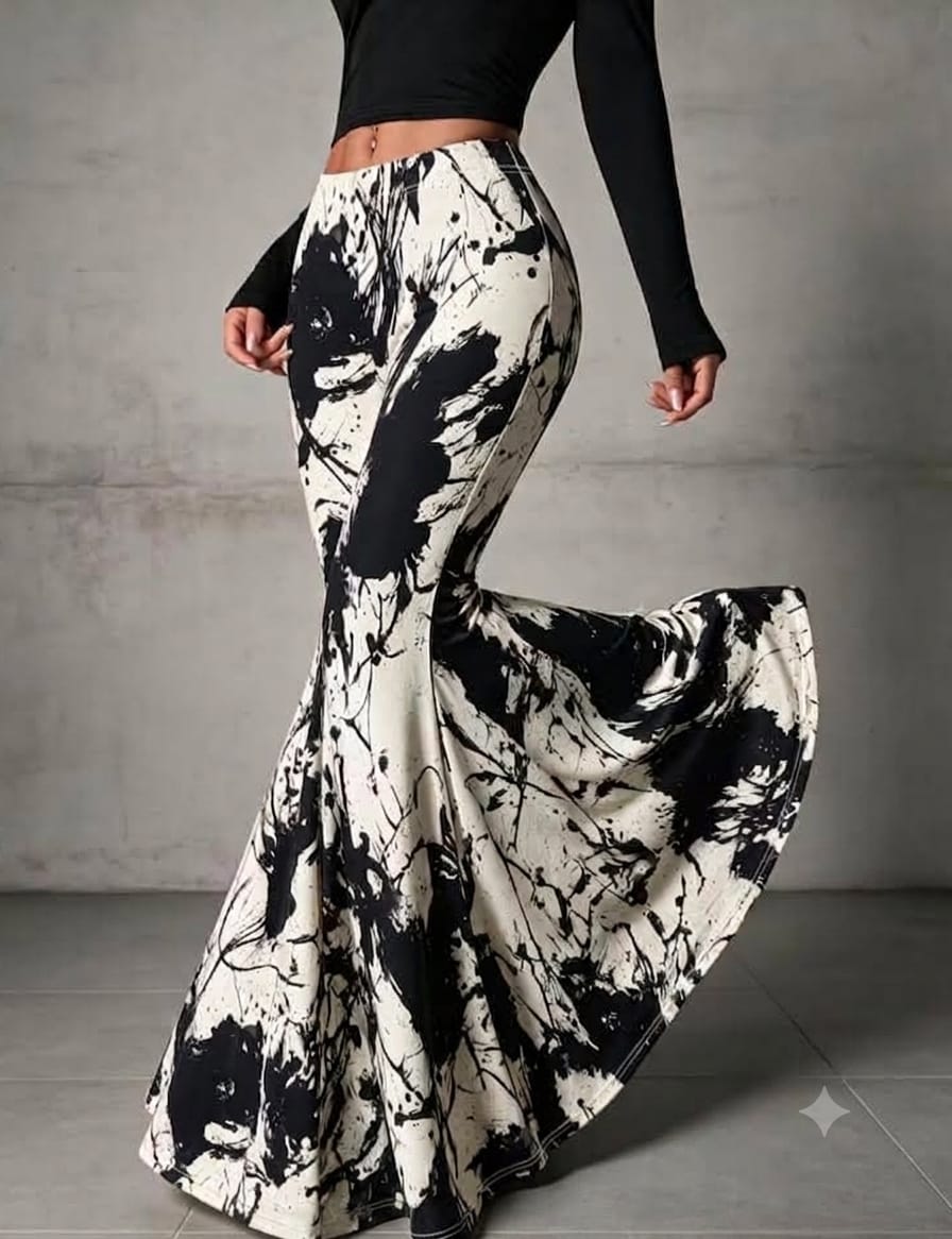 Black And White Super Flared Pant UK-12/14