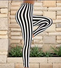 Black And White Stripe Leggings UK-8