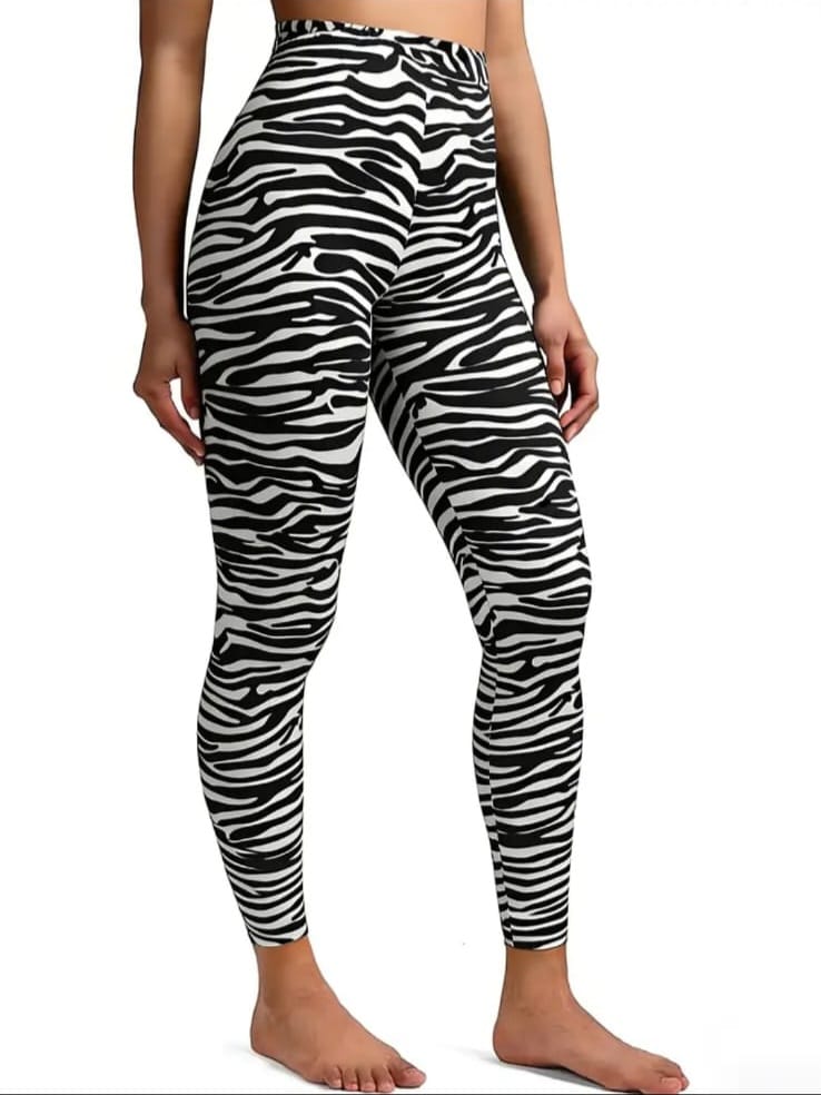 Black And White Zebra Print Leggings UK-8