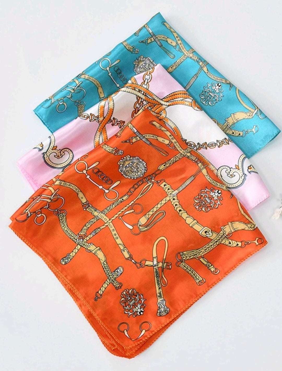 3 Piece Chain Link Satin Scarves