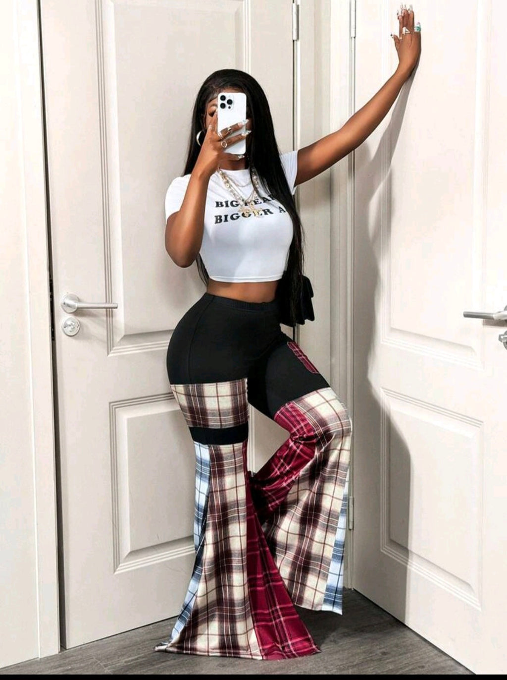 Multi-Color, Contrast Flare Pants UK- 8