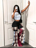 Multi-Color, Contrast Flare Pants UK- 8