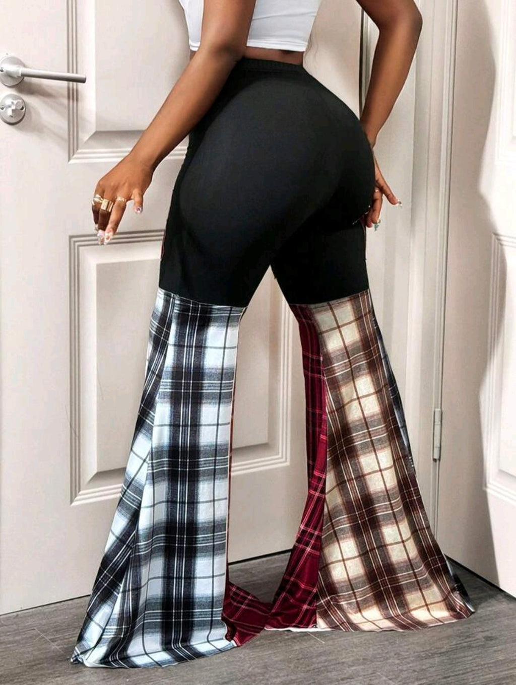 Multi-Color, Contrast Flare Pants UK- 8