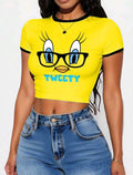 Yellow LOONEY TUNES Crop Tee UK -12/14