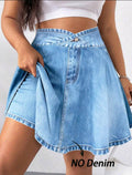Baby Blue Faux Denim Flare Skort UK-18