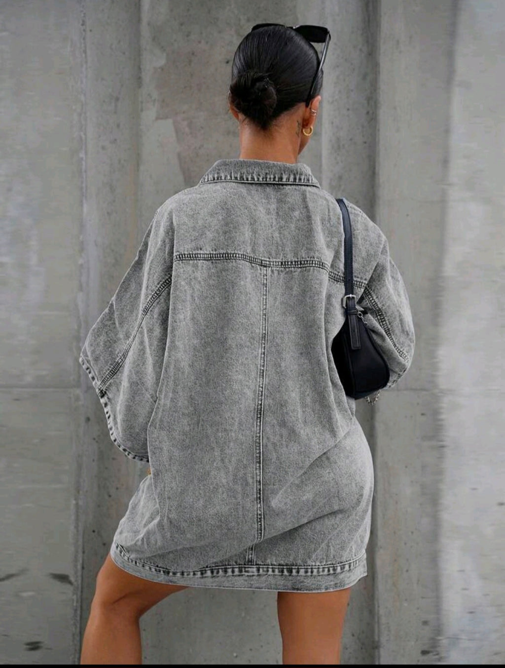 Grey Denim Mini Dress UK-18