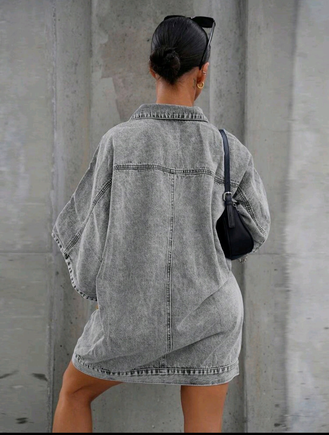 Grey Denim Mini Dress UK-18