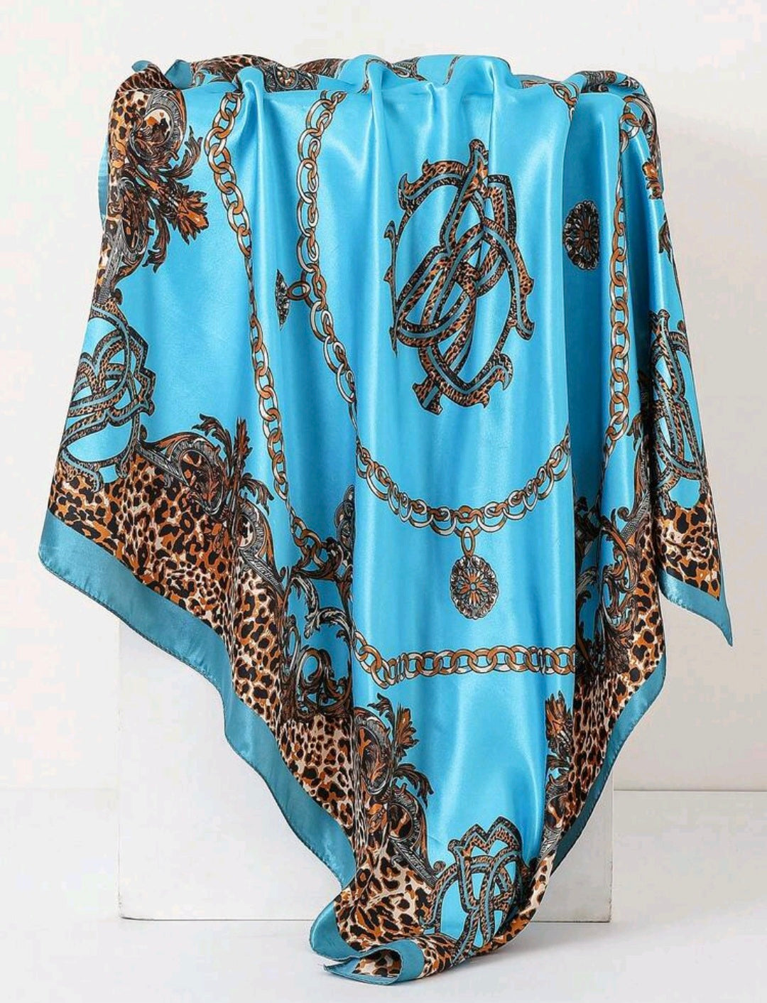 Royal Blue And Animal Print Scarf