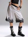 Contrast, Loose Shorts With Black Lace Trim UK-16