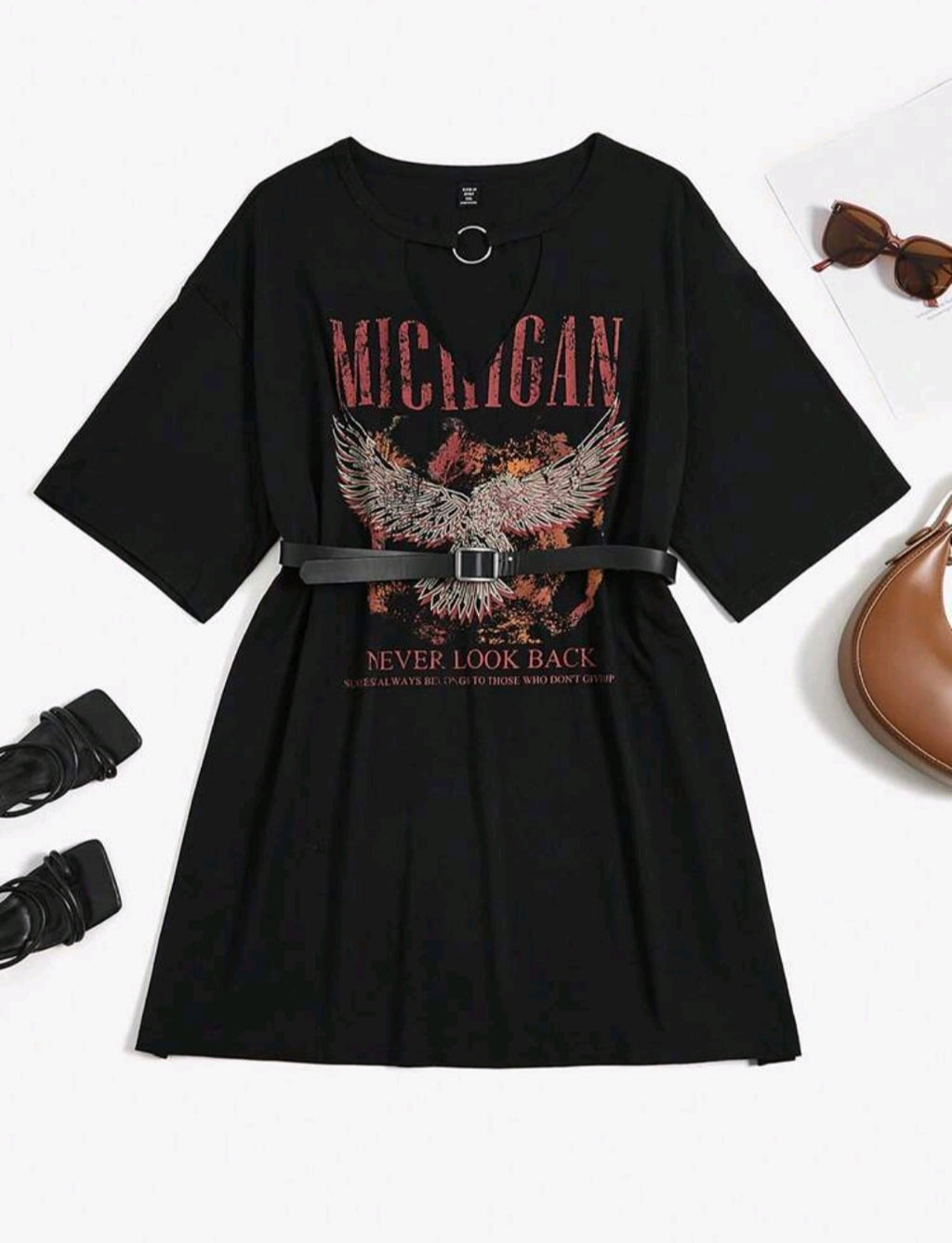 Eagle Graphic T-Shirt Dress UK-20