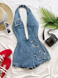 Blue Denim Hotpants Romper UK-12/14