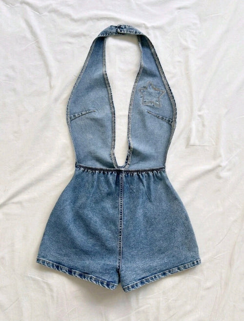 Blue Denim Hotpants Romper UK-12/14