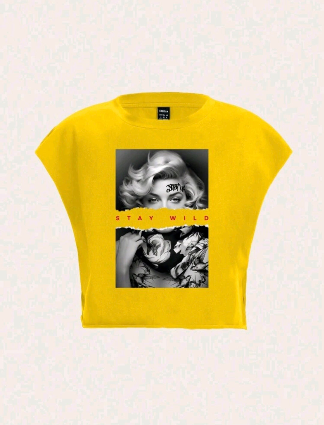 Yellow Floral Crop Tee UK-16