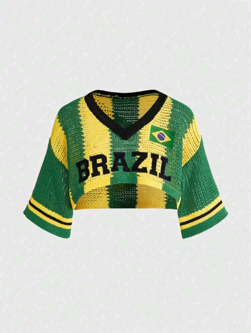 Brazil Color-Block Knit Crop Top UK-10