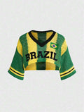 Brazil Color-Block Knit Crop Top UK-10
