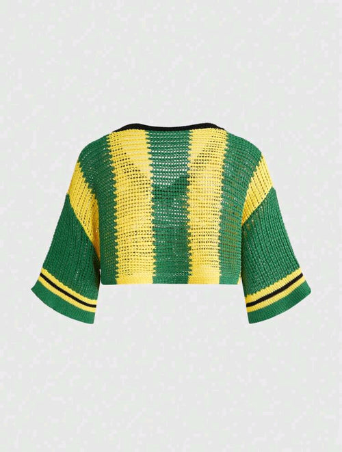 Brazil Color-Block Knit Crop Top UK-16