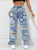 Distressed Stacked Denim Jeans UK-12/14