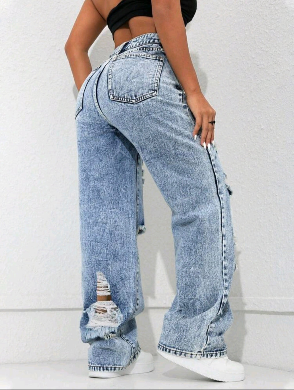 Distressed Stacked Denim Jeans UK-12/14
