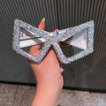 Silver Rhinestone XL Cat Eyes Sunglasses