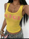 Yellow Mesh Backless Crop Top UK 16
