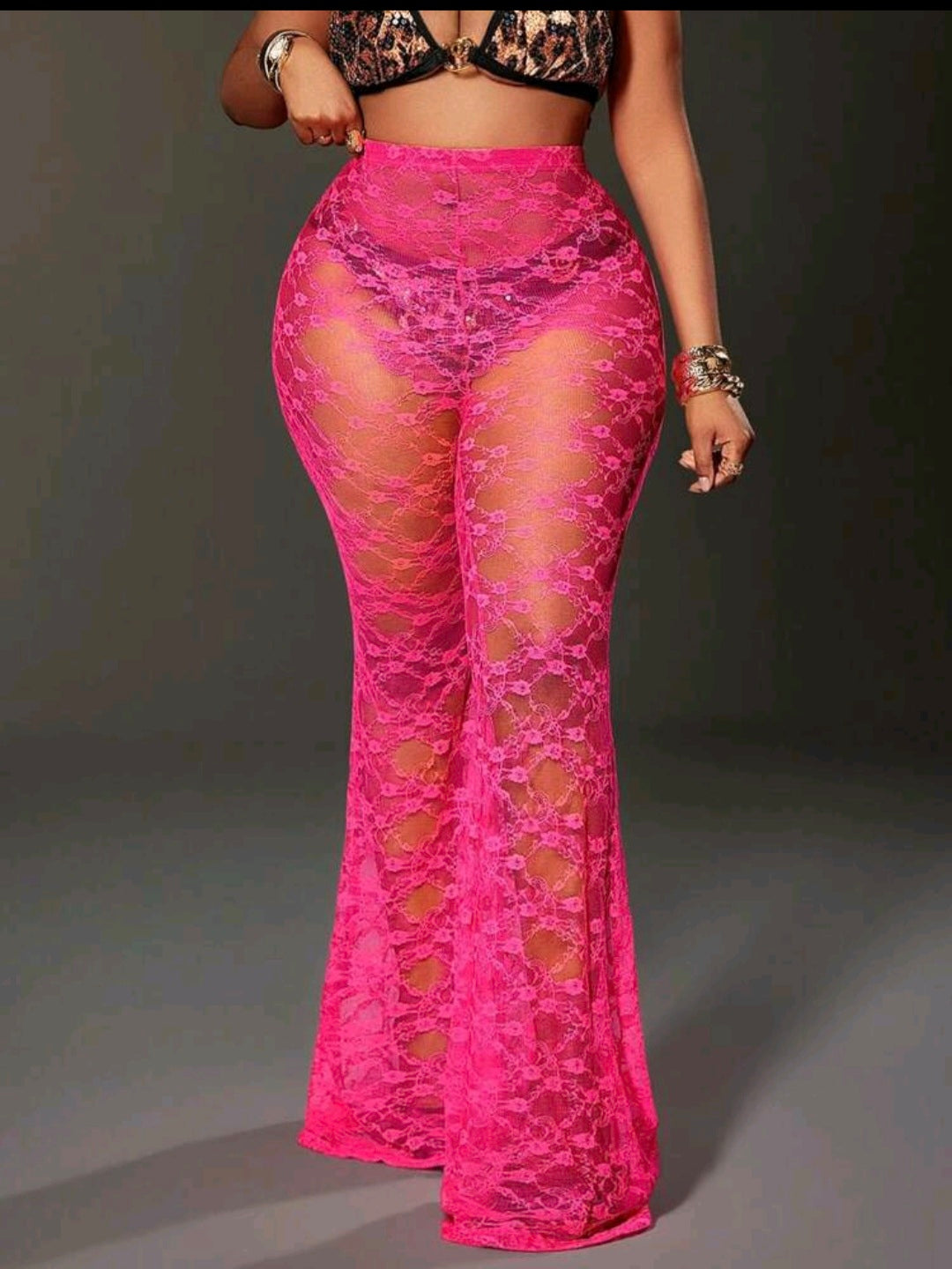 Pink Laced Flared Pants UK 16