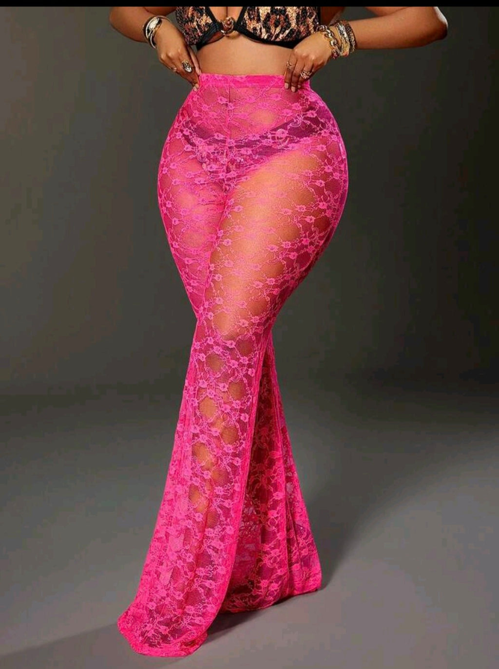 Pink Laced Flared Pants UK 16