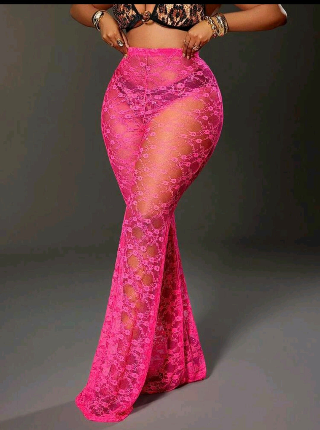 Pink Laced Flared Pants UK 16