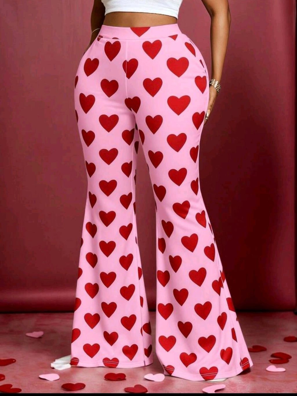 High Waist Pink And Red Flares UK 16