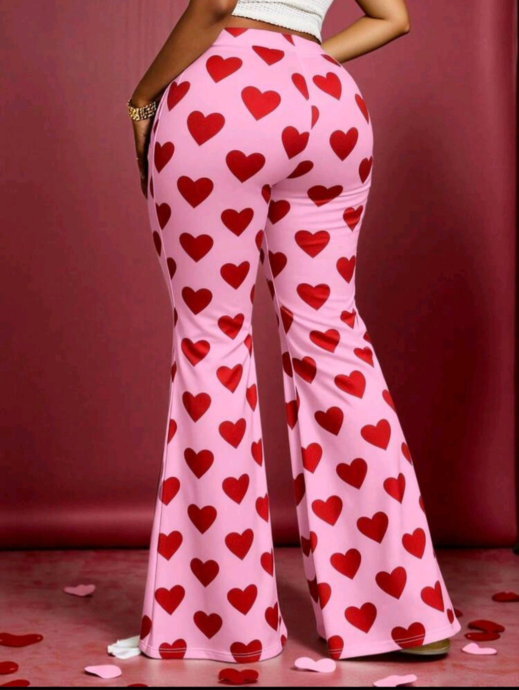 High Waist Pink And Red Flares UK 16