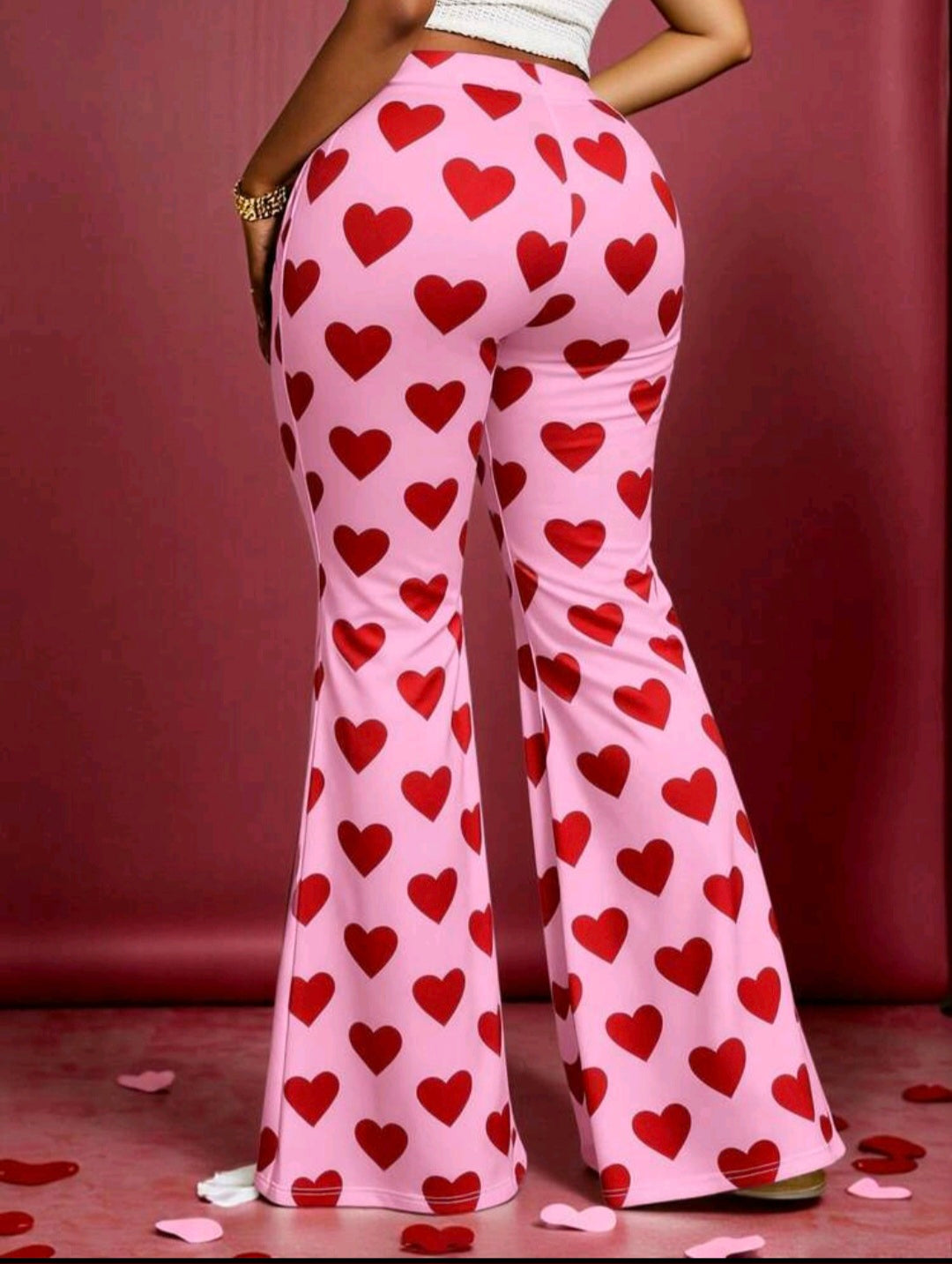 High Waist Pink And Red Flares UK 16