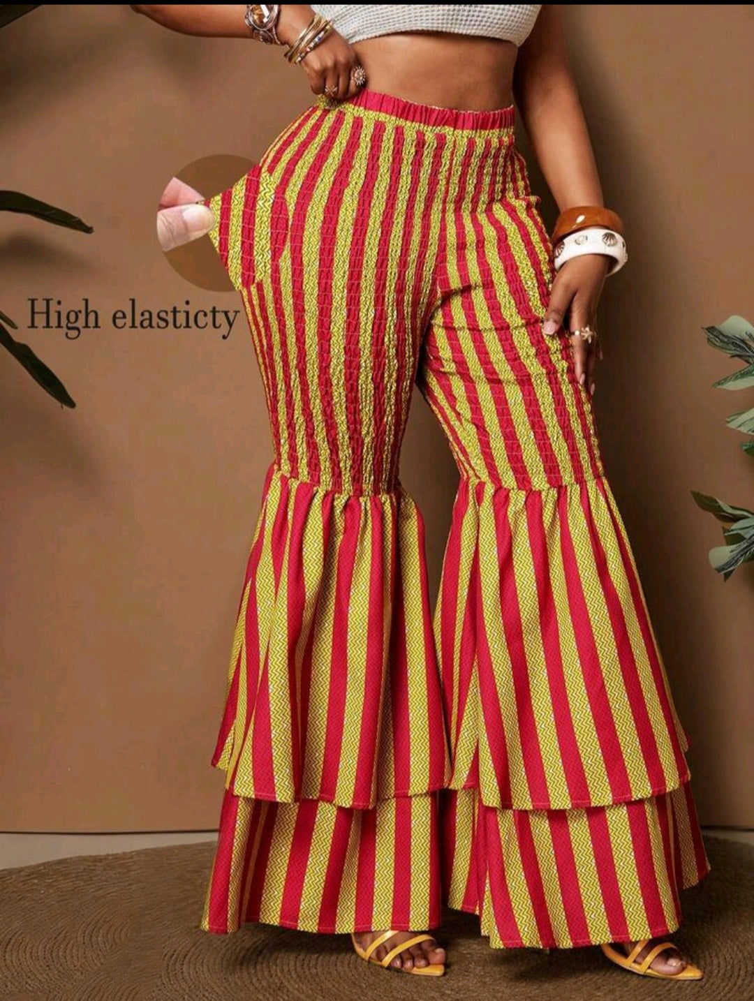 Striped Festival Tiered Pants UK 16