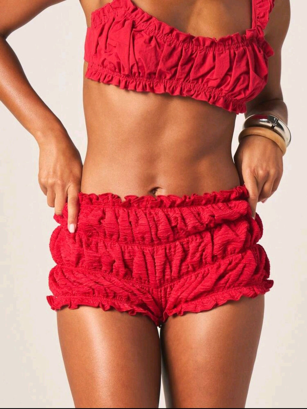 Red High Waisted Ruffled Bloomers UK 8
