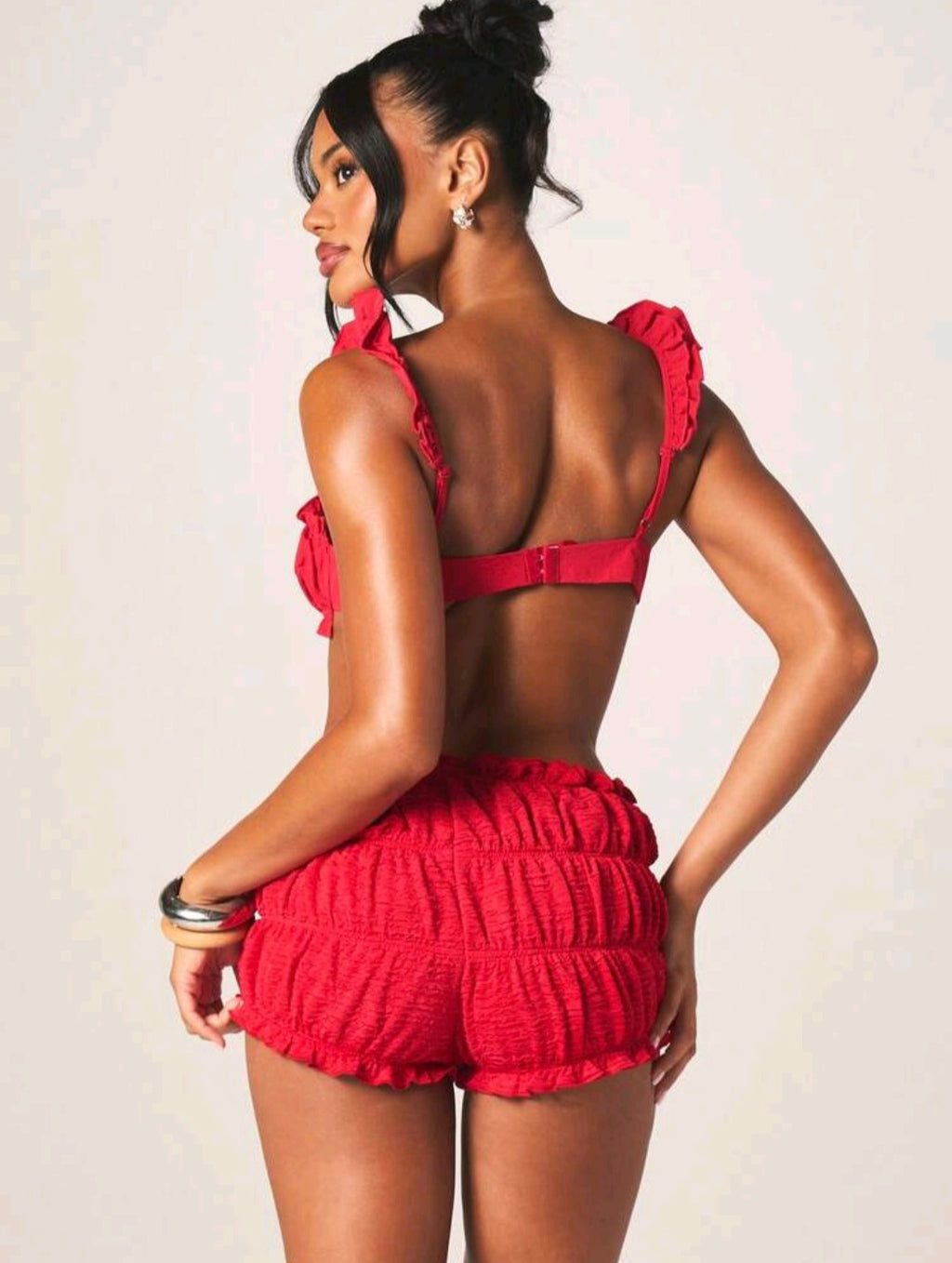 Red High Waisted Ruffled Bloomers UK 16