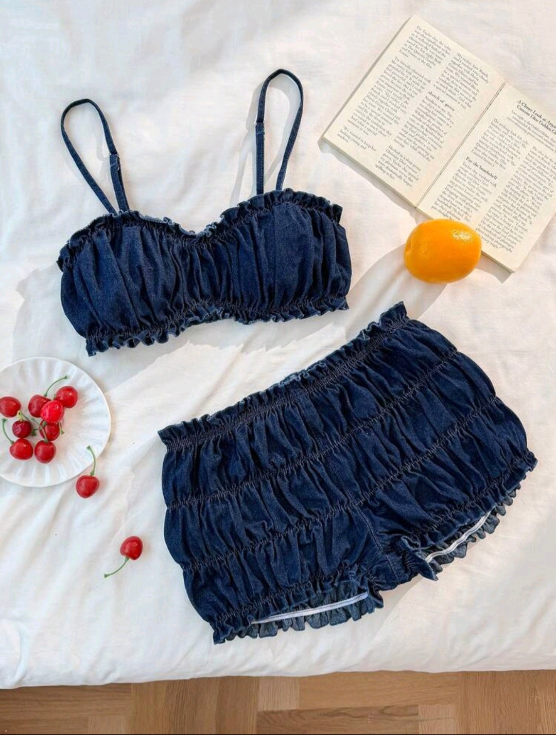 Summer 2 Piece Denim Camisole And Shorts UK 16