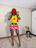 Stretch Union Jack Mini Skirt  UK 10