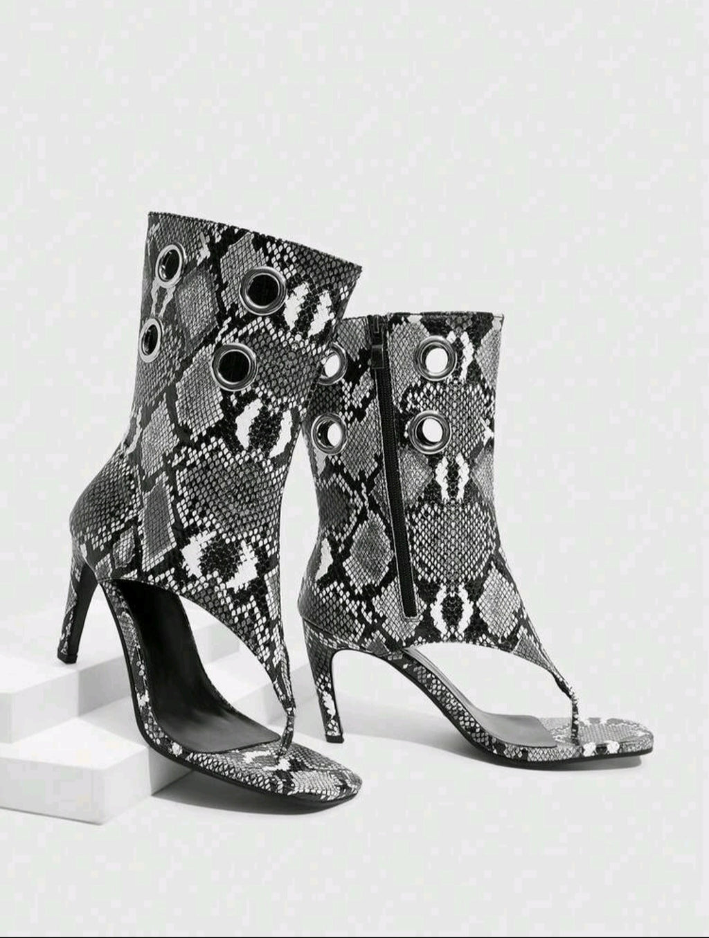 Snake Skin Knee High Ankle Boots UK 6