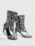Snake Skin Knee High Ankle Boots UK 6