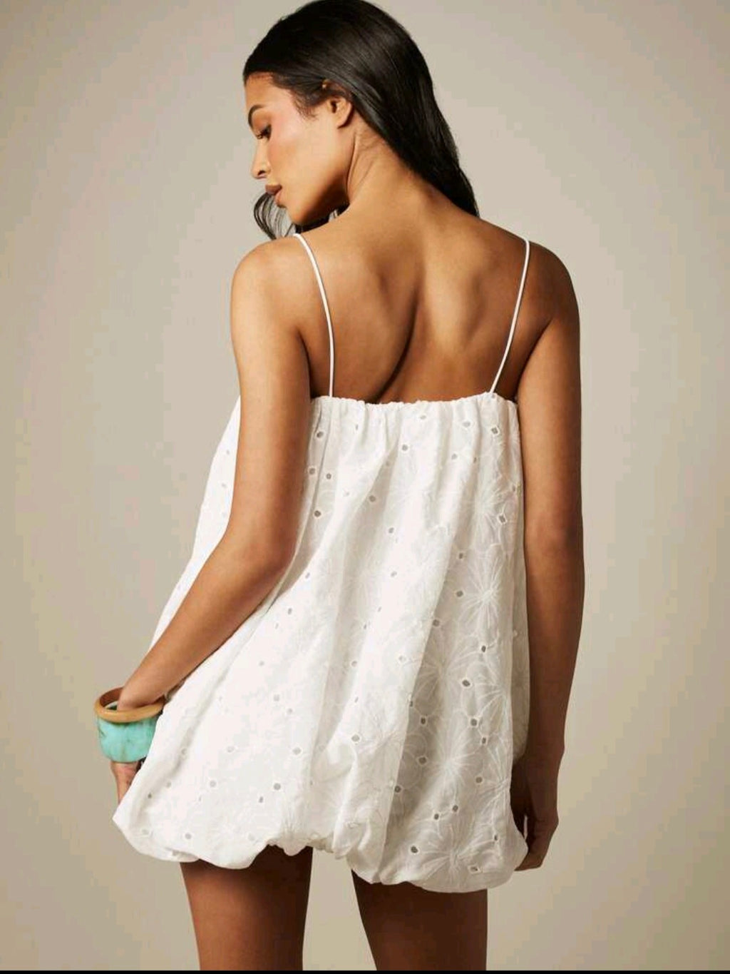 White Bubble Hem Mini Dress  UK16
