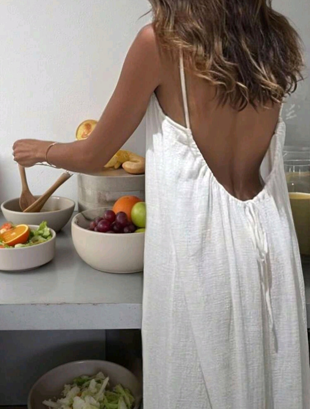 White Tie Open Back Maxi Dress UK-18