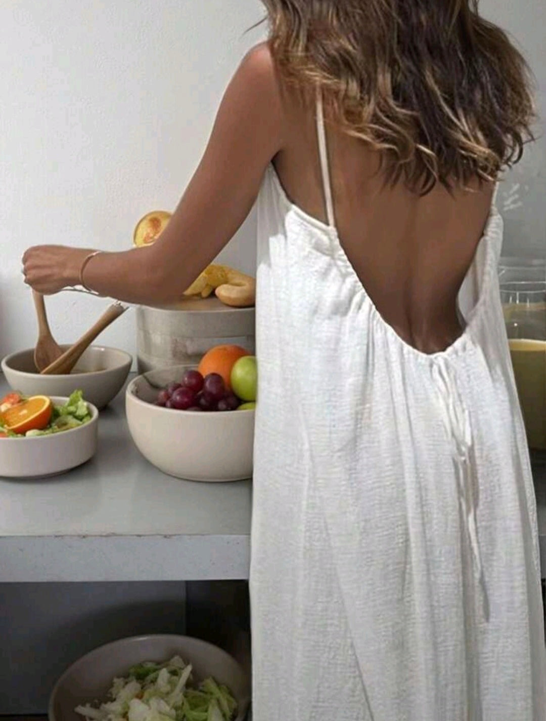White Tie Open Back Maxi Dress UK-18