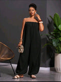 Sleeveless Black Jumpsuit UK-16