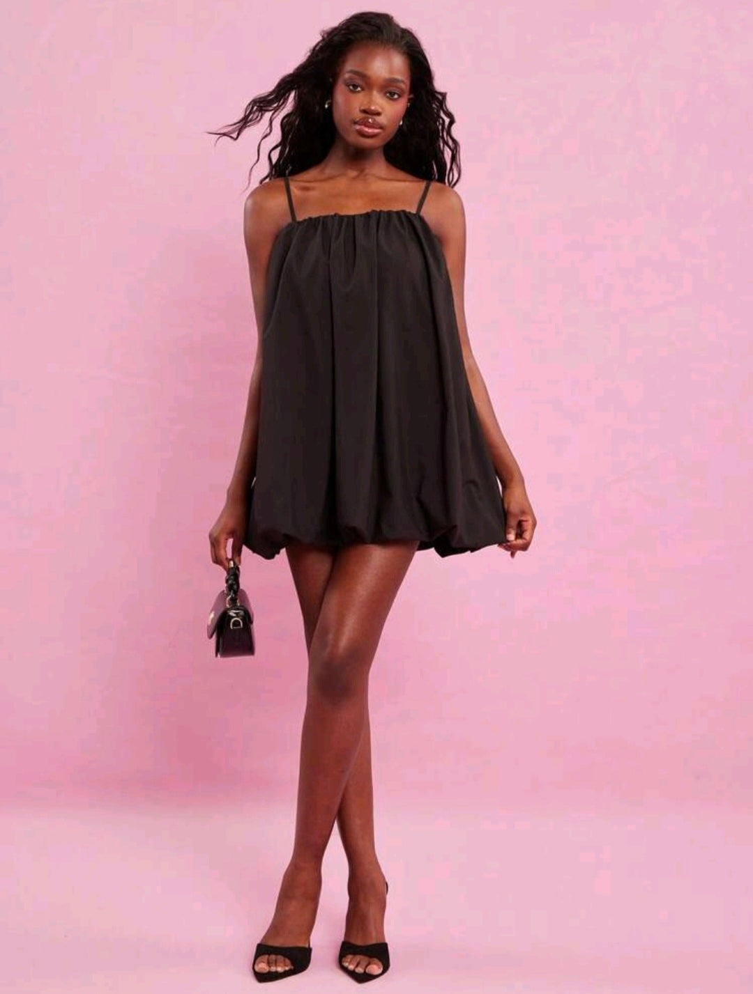 Black Babydoll Bubble Dress UK-10