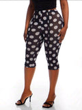 Black And White Polka Dot Mesh Sheer Leggings UK-16