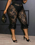 Black Lace Capri Leggings UK-16