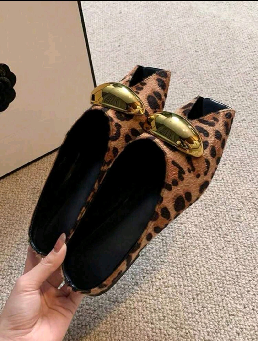 Animal Print Suede Peep Toe Flat Mules UK 7.5
